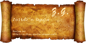Zoltán Gyula névjegykártya